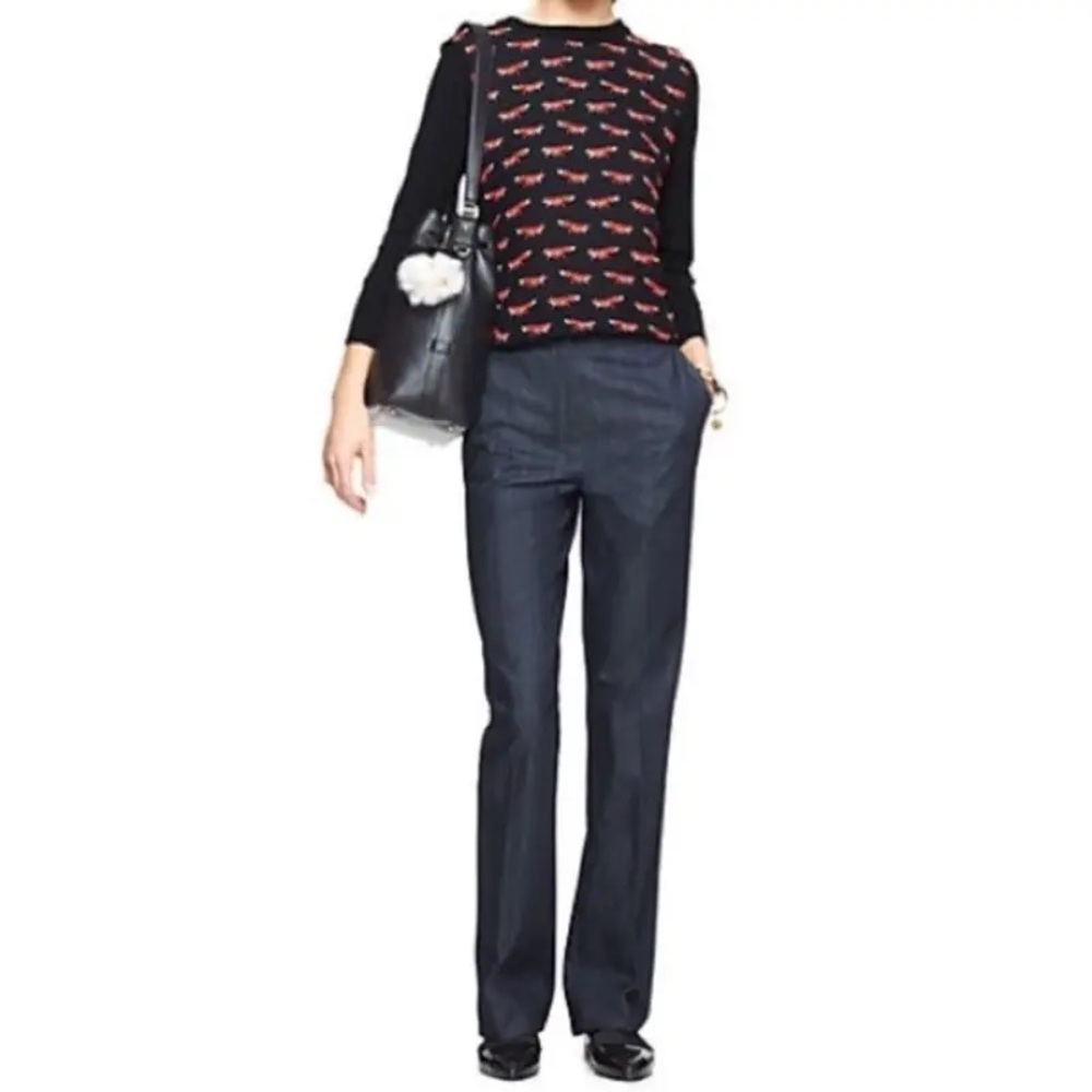 NWT Kate Spade Blaze a Trail Dark Blue Denim High Waisted Career Trousers (12)